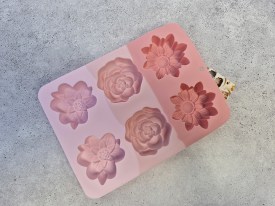 Molde silicona tricolor rosa 6 flores grandes 